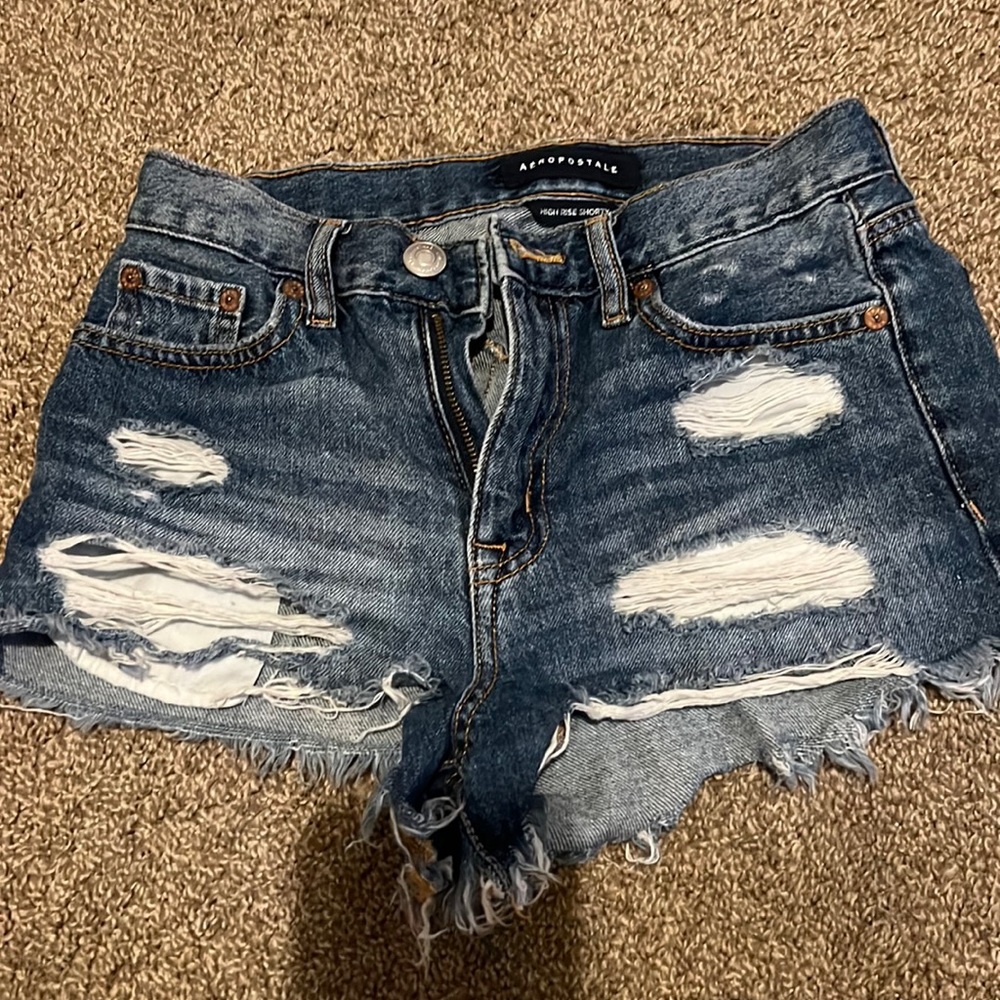 high rise shorty aero jean shorts